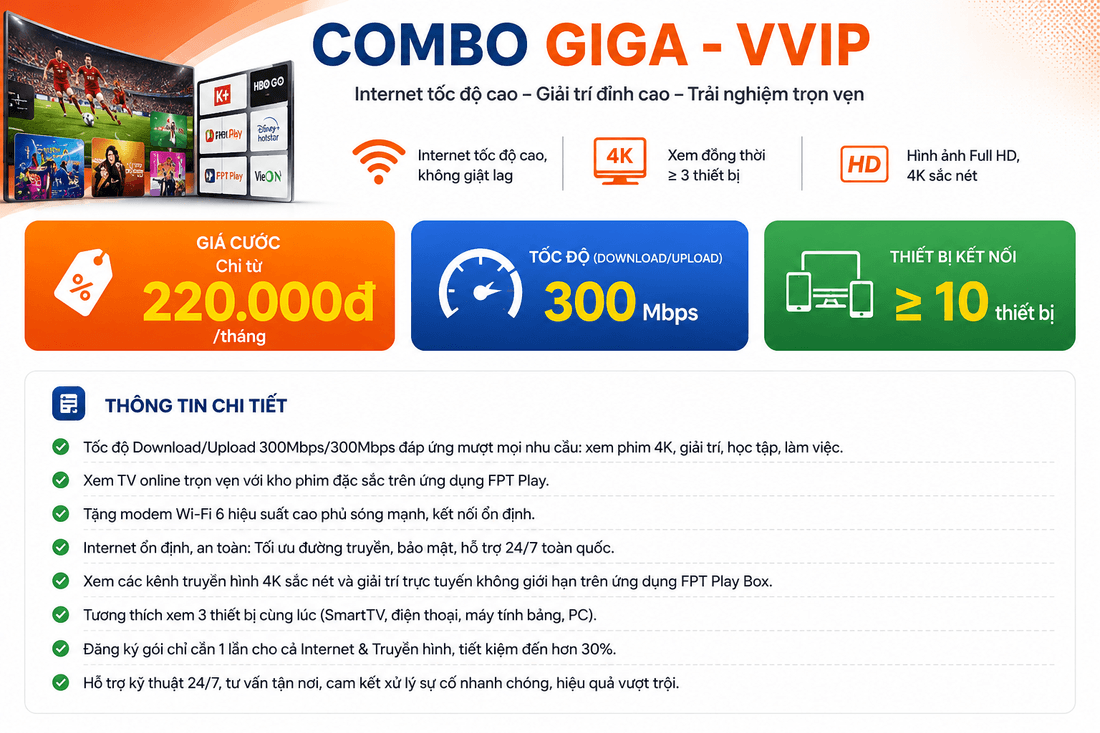 Chi tiết Combo Giga V.VIP
