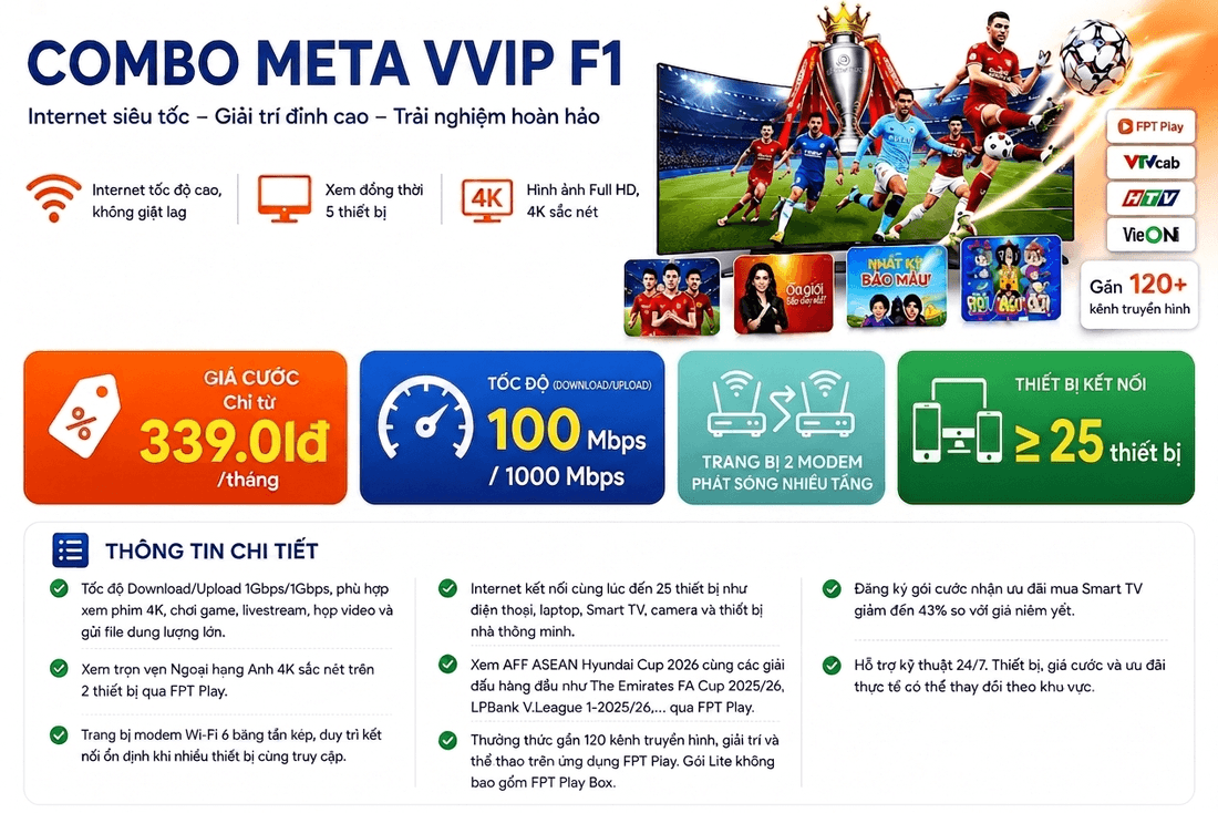 Chi tiết Combo Meta V.VIP F1