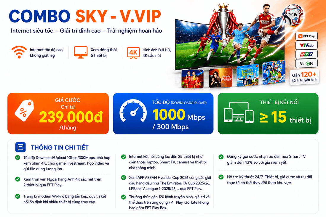 Chi tiết Combo Sky V.VIP